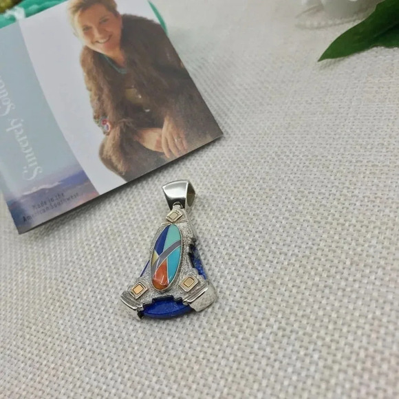 Sincerely Southwest Sterling Silver 925 Mosaic Pendant - Picture 6 of 11